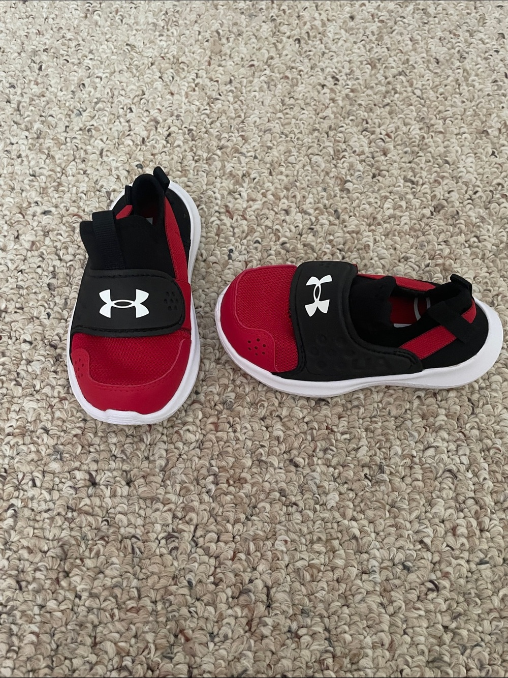 Under Armour Kids Red and Black Slip-On Athletic Sneakers